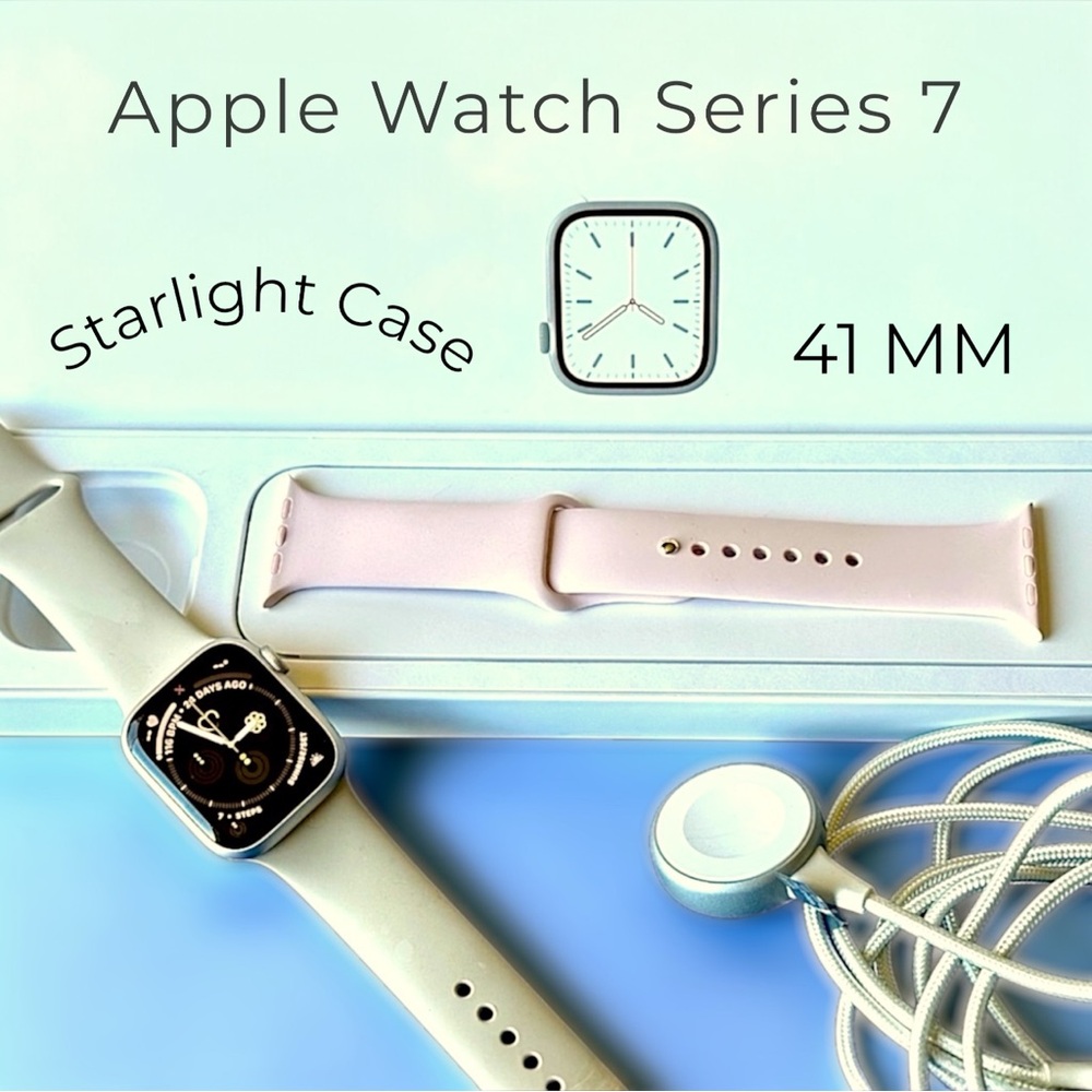 Like New Apple Watch Series 7 – 41mm Starlight Finish - Box, Charger, Bands - Picture 10 of 15